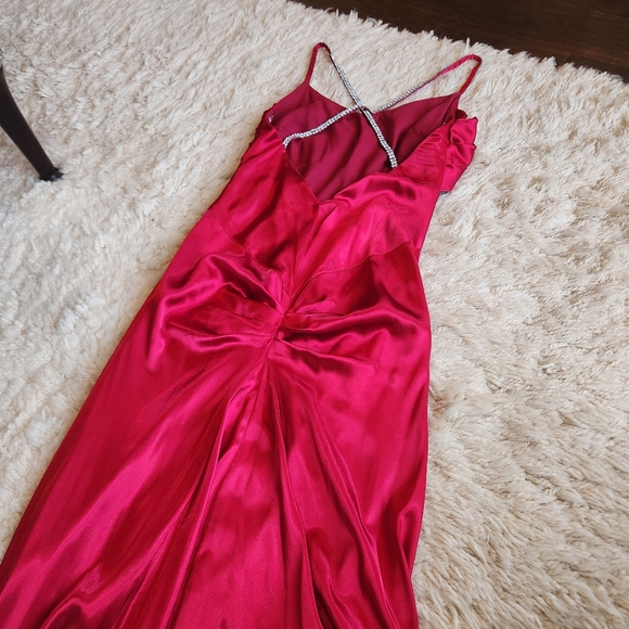 Satin Red Prom Dress - Picture 3 of 5